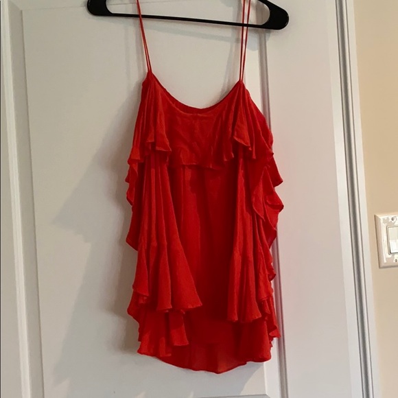 Free People Orange Red Ruffled Tank - Picture 6 of 6